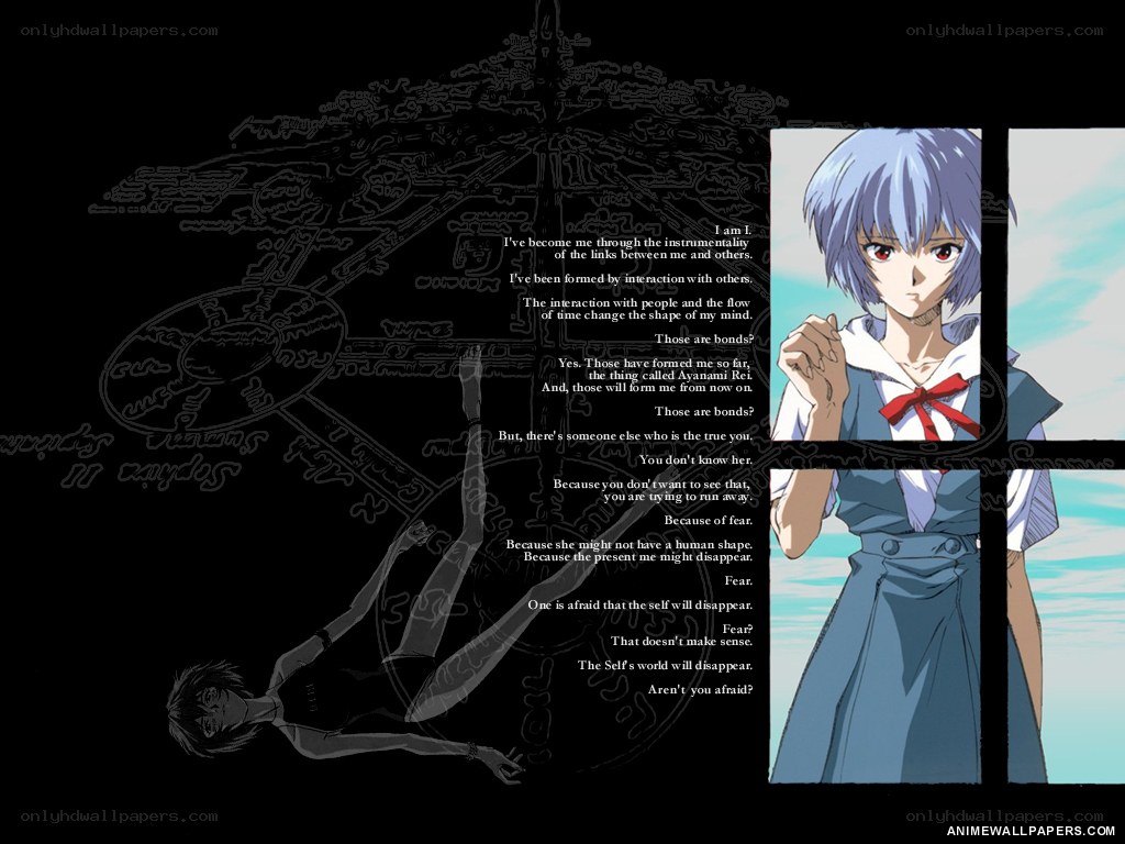 Evangelion character with text