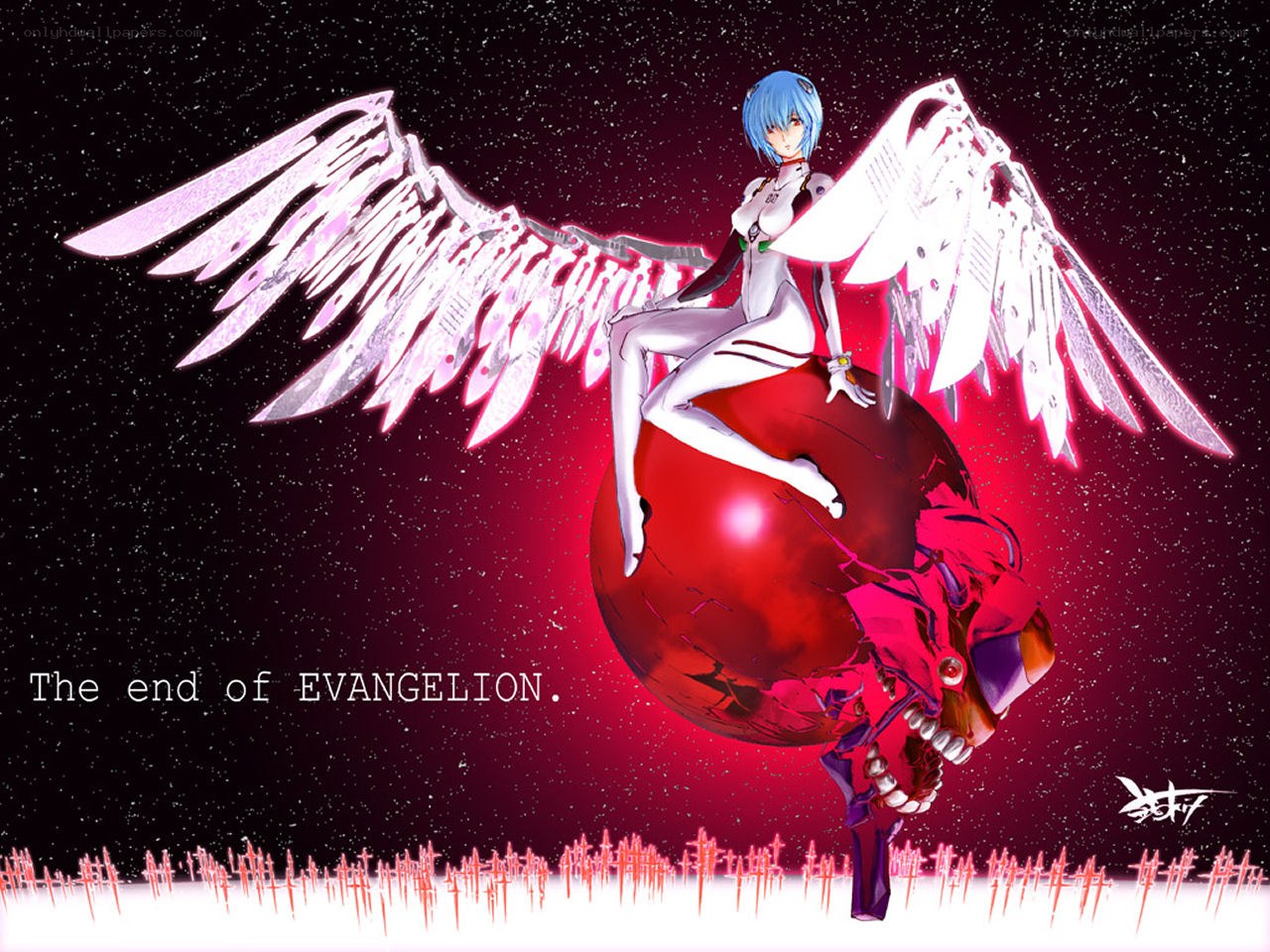Evangelion character with wings