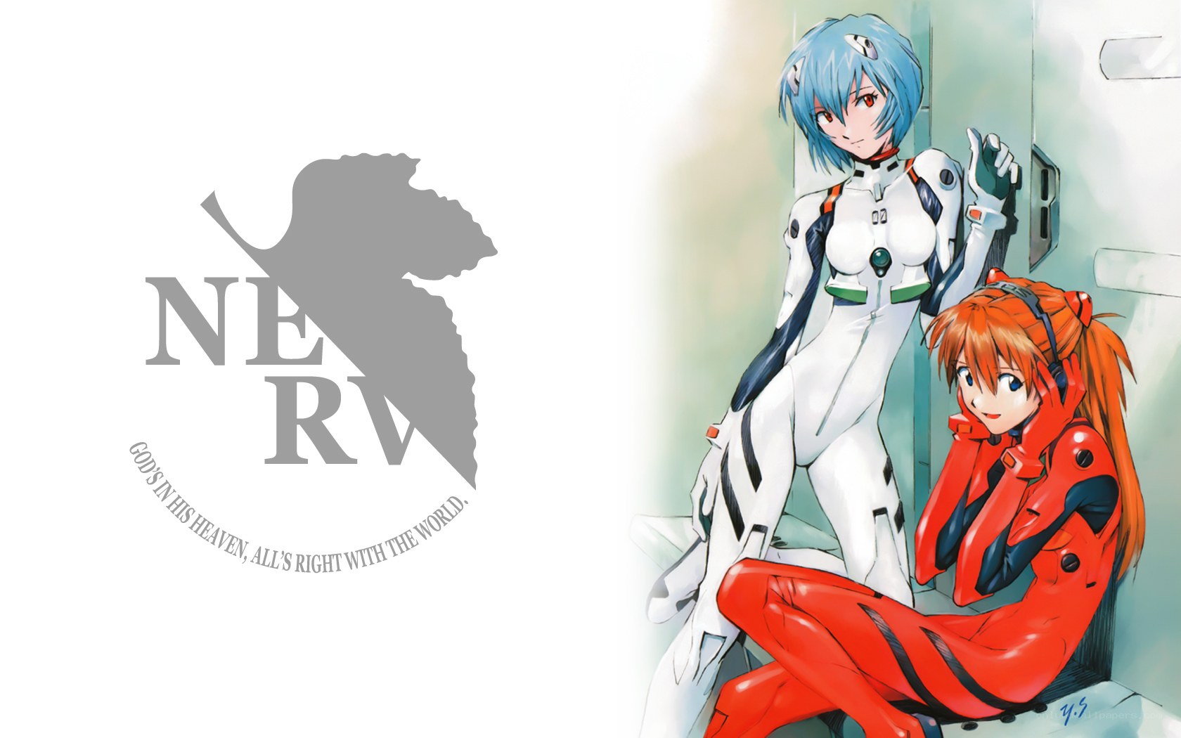 Evangelion characters and NERV logo