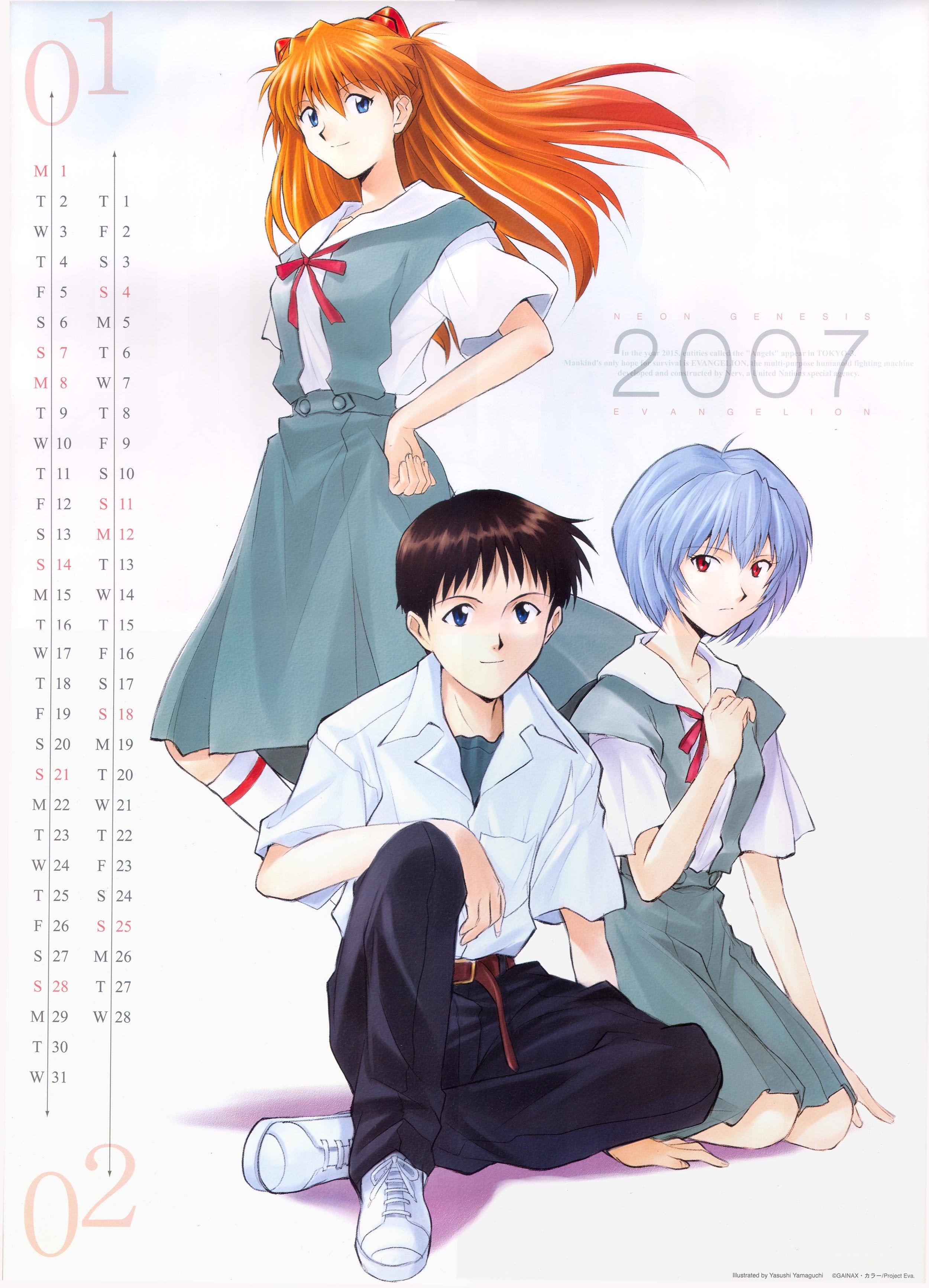 Evangelion characters calendar art