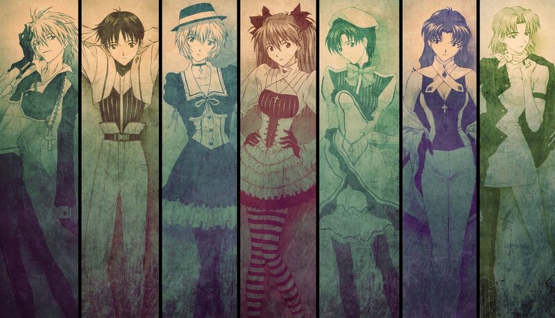 Evangelion characters collage