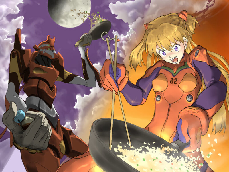 Evangelion characters cooking