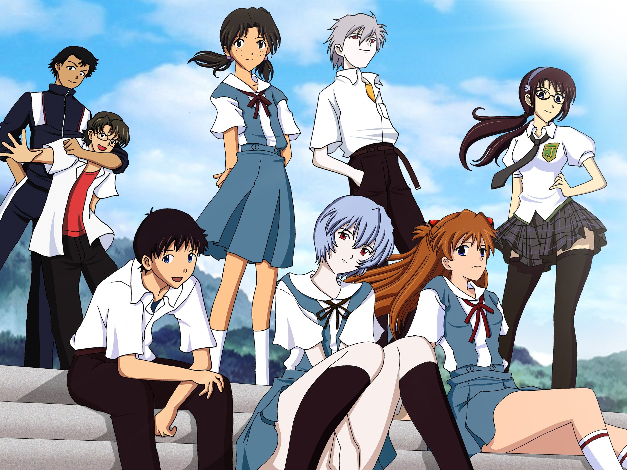 Evangelion characters group portrait