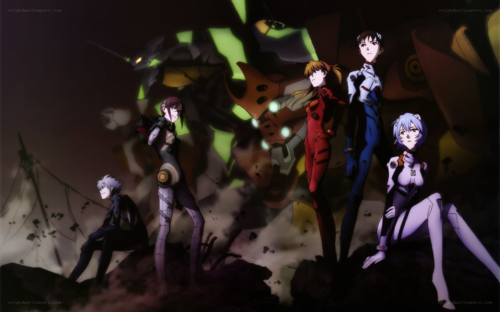 Evangelion characters in a battle scene