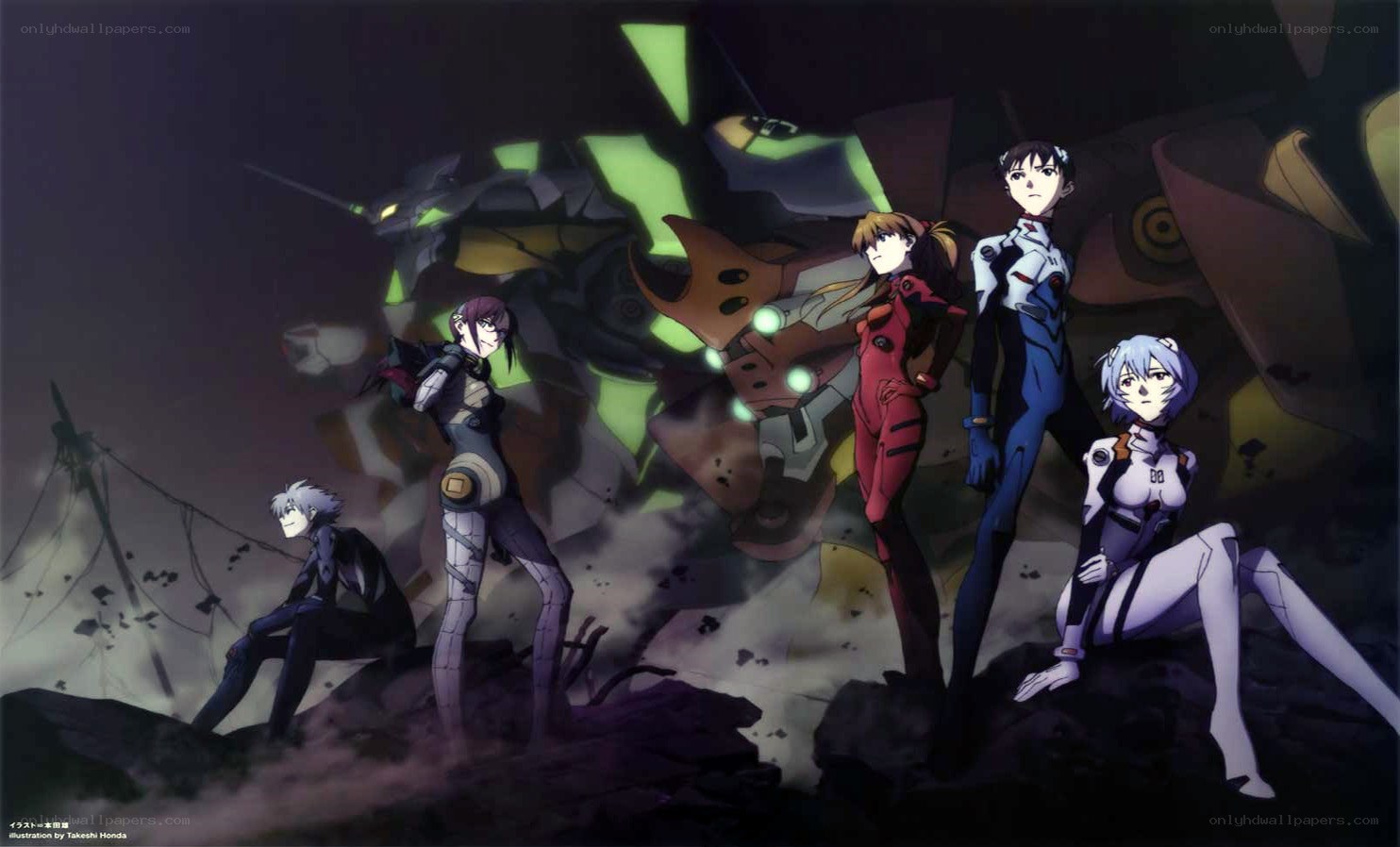 Evangelion characters in battle