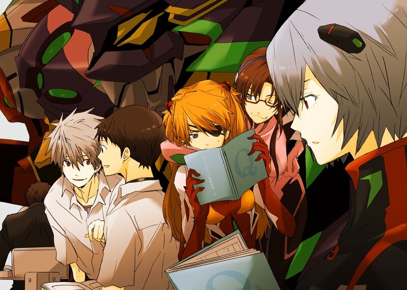 Evangelion characters in classroom
