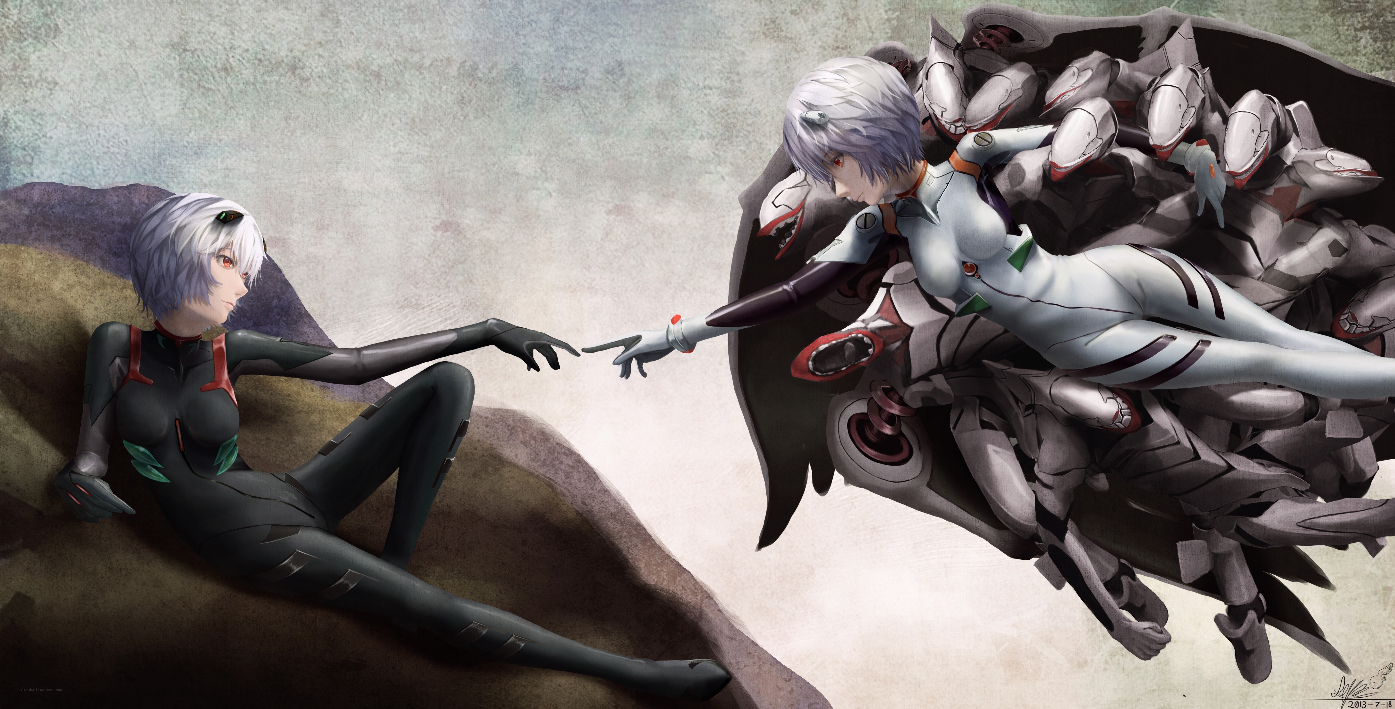 Evangelion characters in creation scene