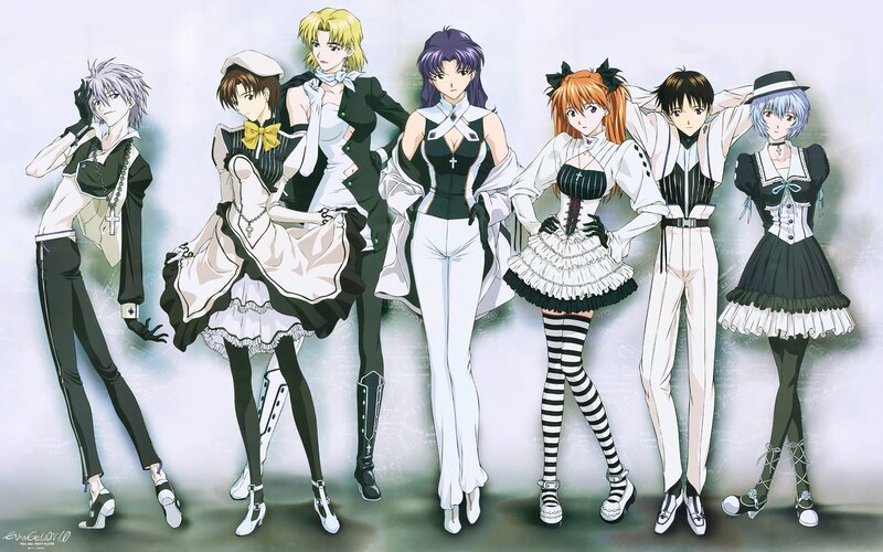 Evangelion characters in maid outfits