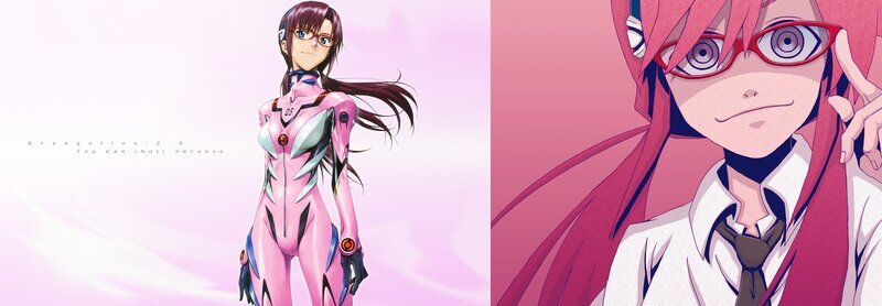 Evangelion characters in pink