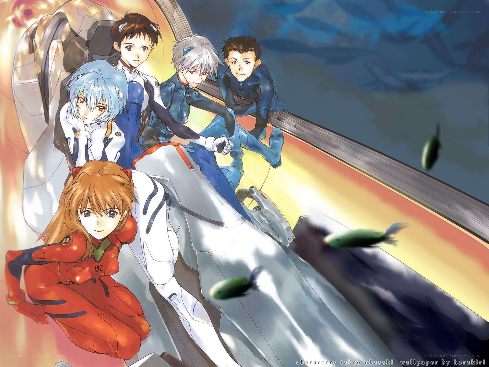 Evangelion characters in plugsuits
