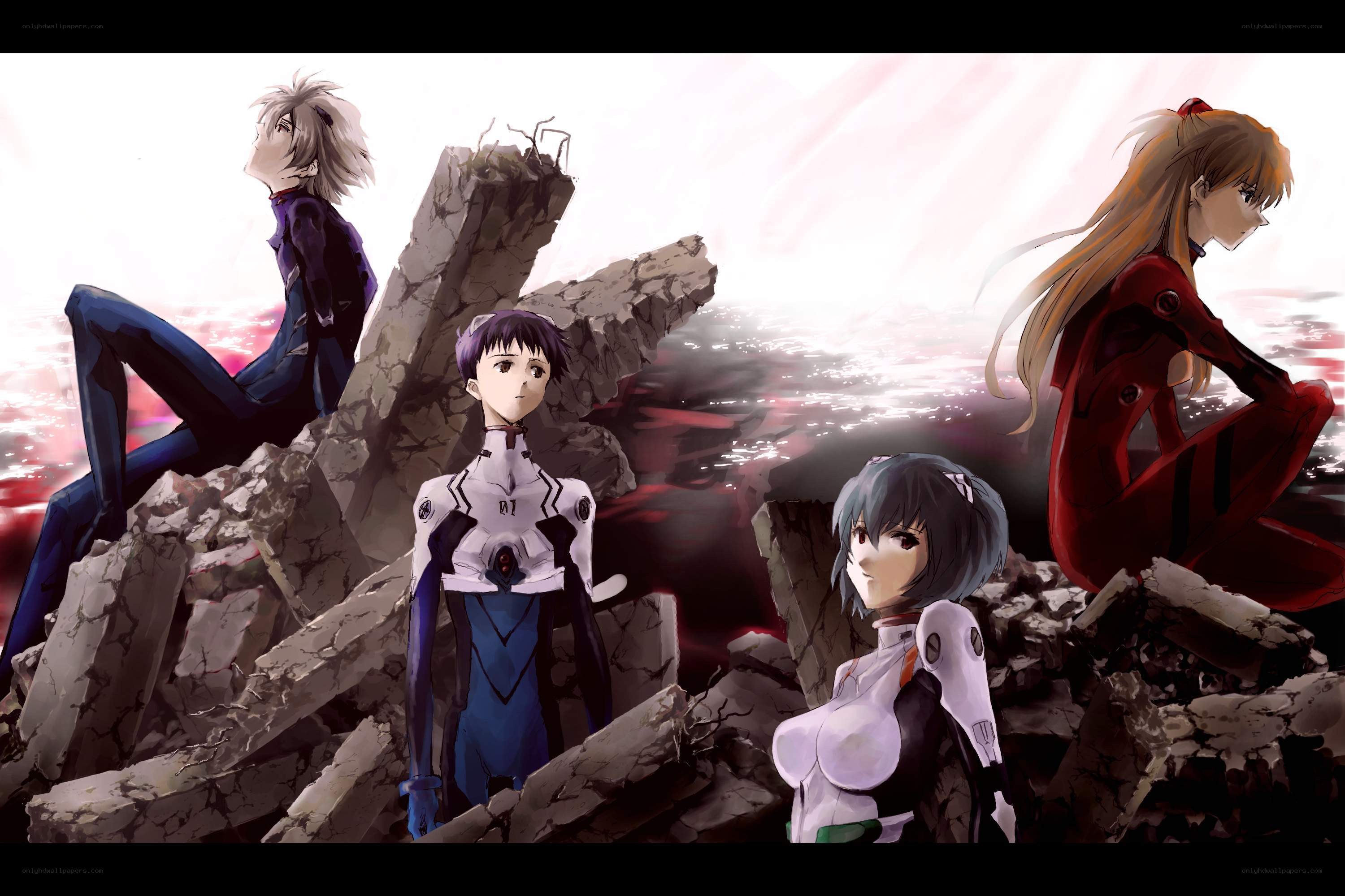 Evangelion characters in ruins