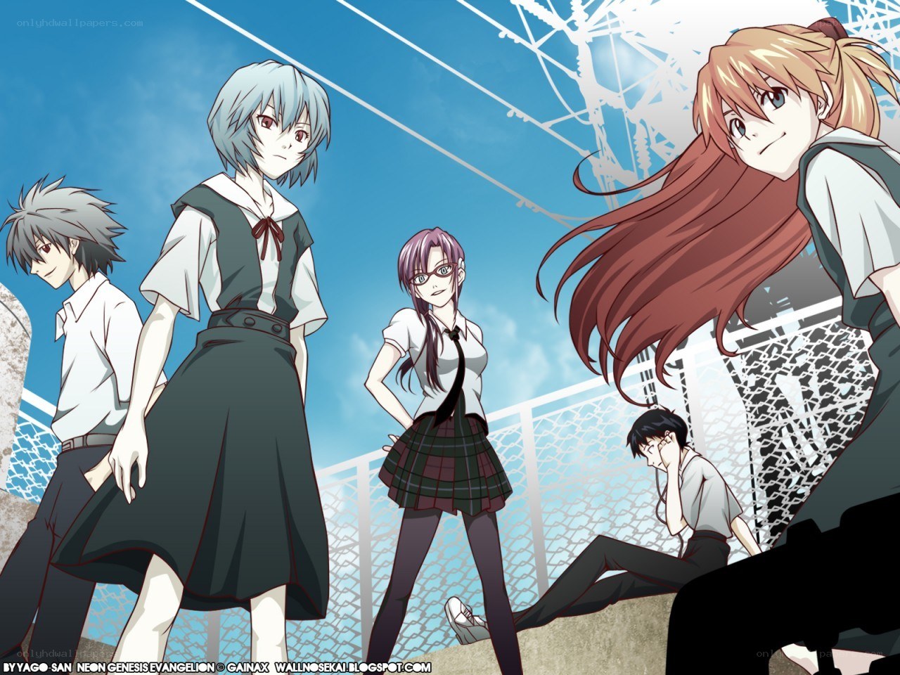 Evangelion characters in school uniforms