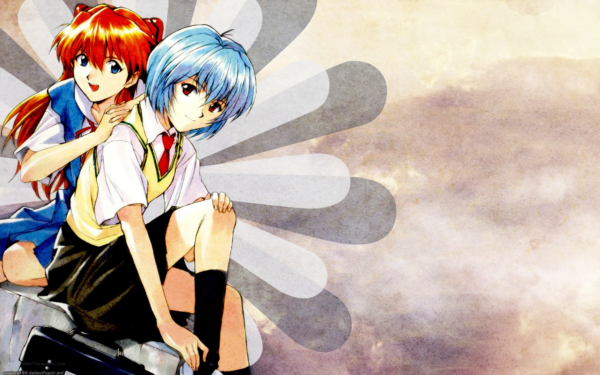 Evangelion characters in school uniforms