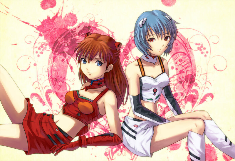Evangelion characters in stylized art