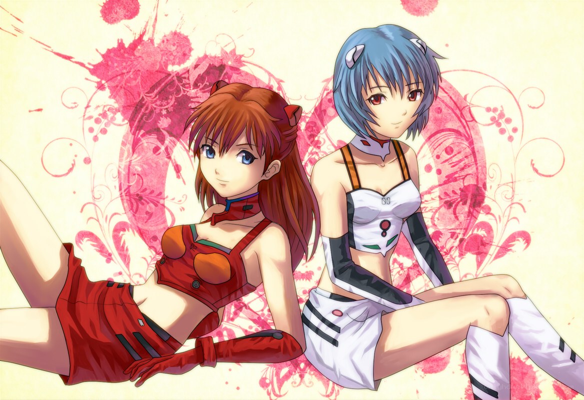 Evangelion characters in stylized art