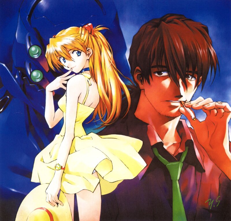 Evangelion characters in yellow dress
