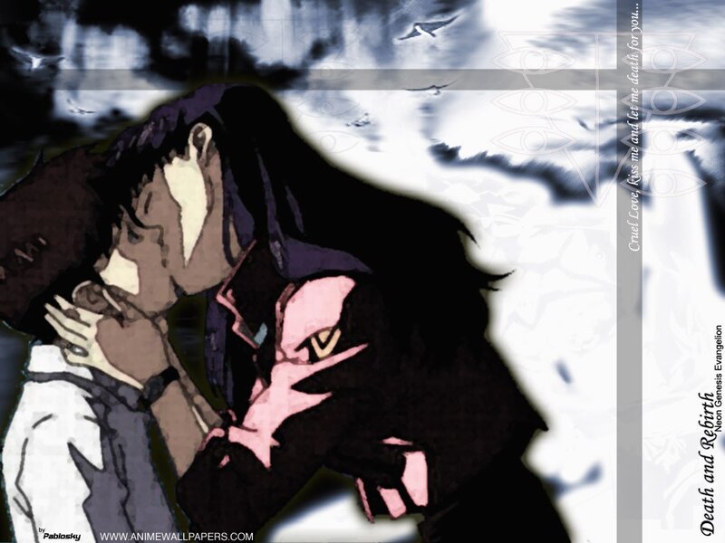 Evangelion characters kissing