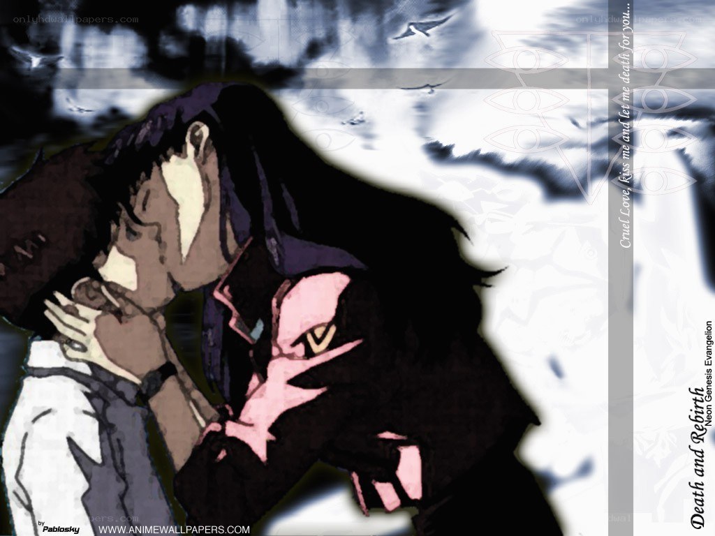 Evangelion characters kissing
