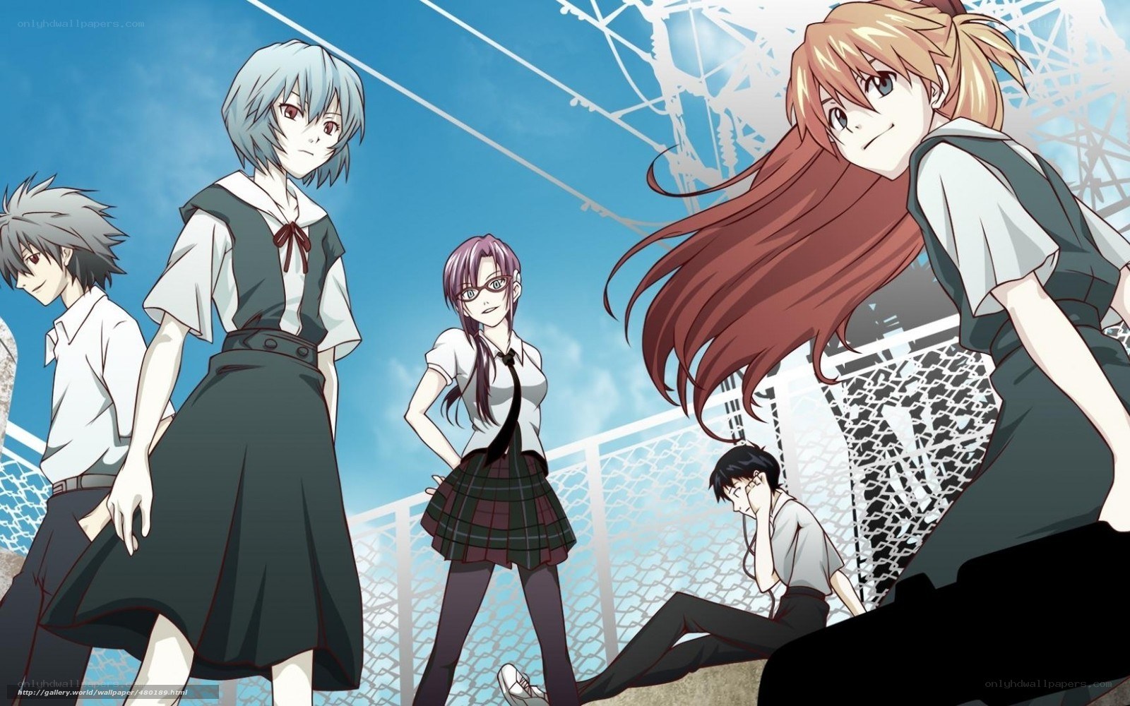 Evangelion characters on bridge