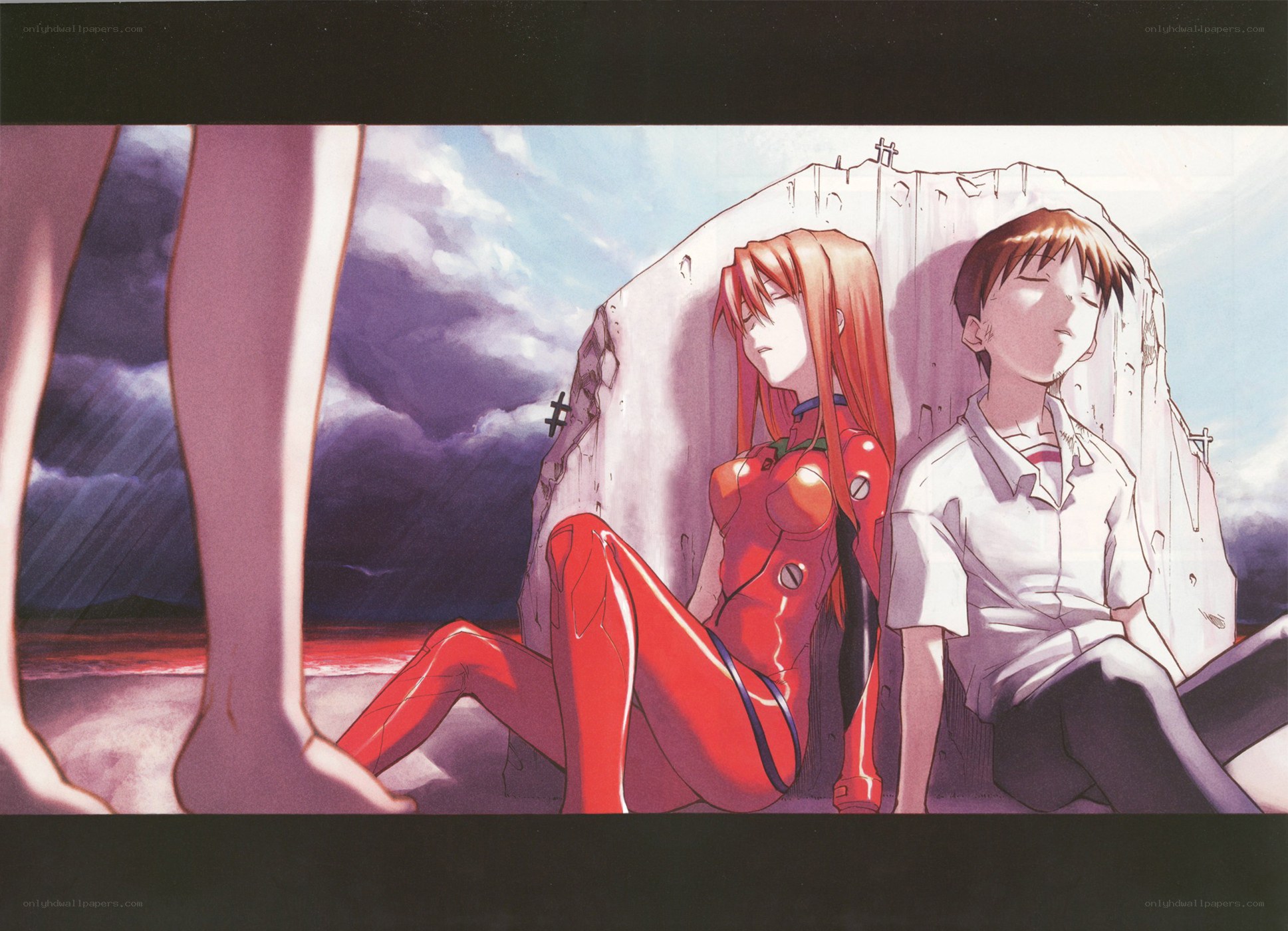 Evangelion characters resting