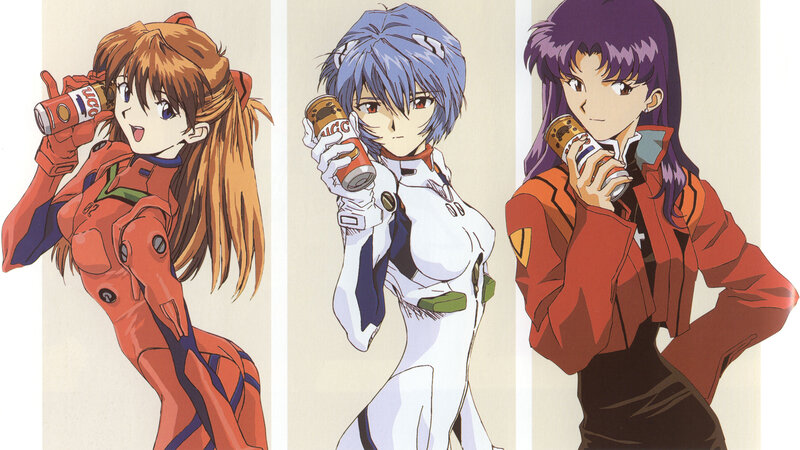 Evangelion characters with drinks