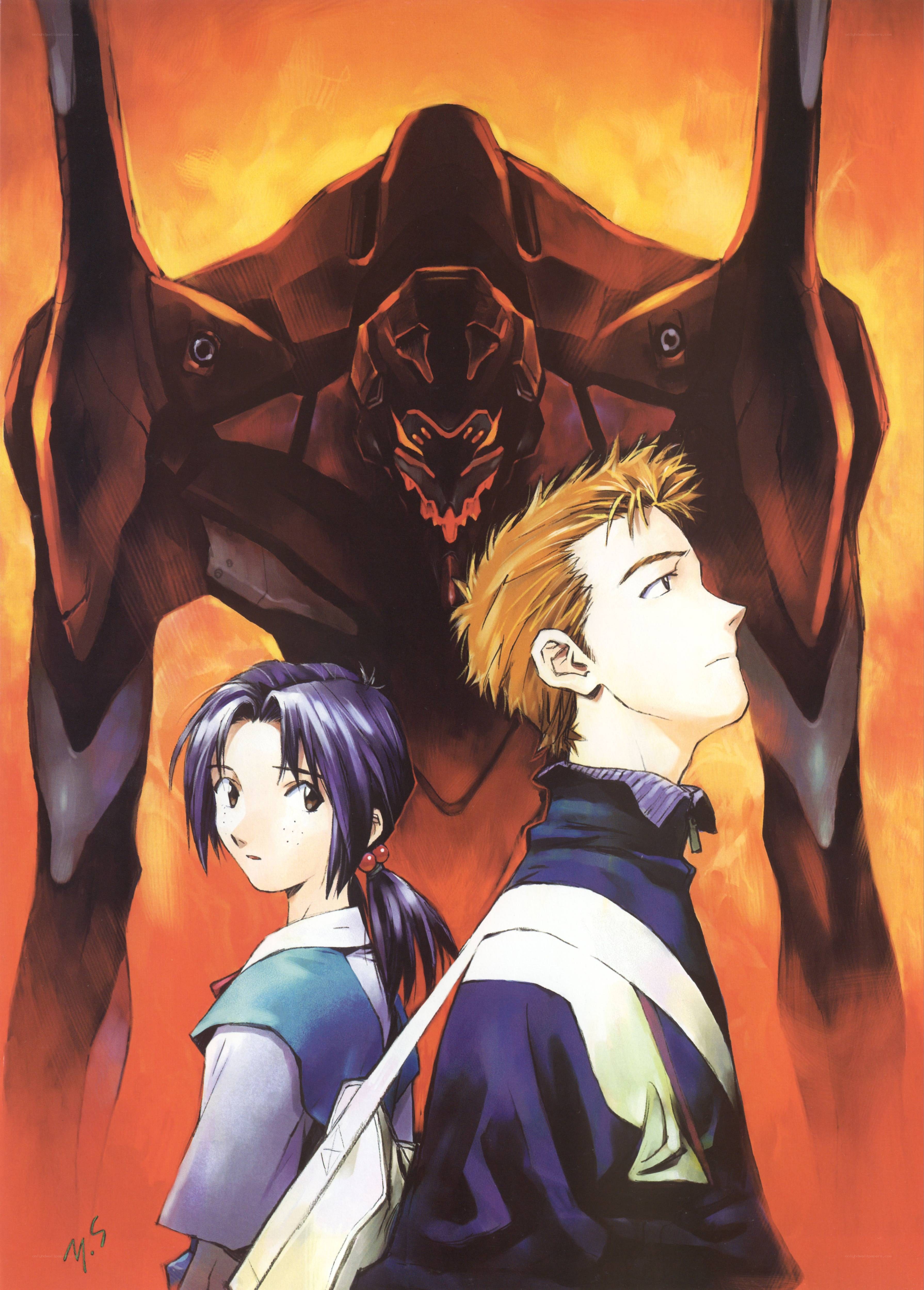 Evangelion characters with giant robot