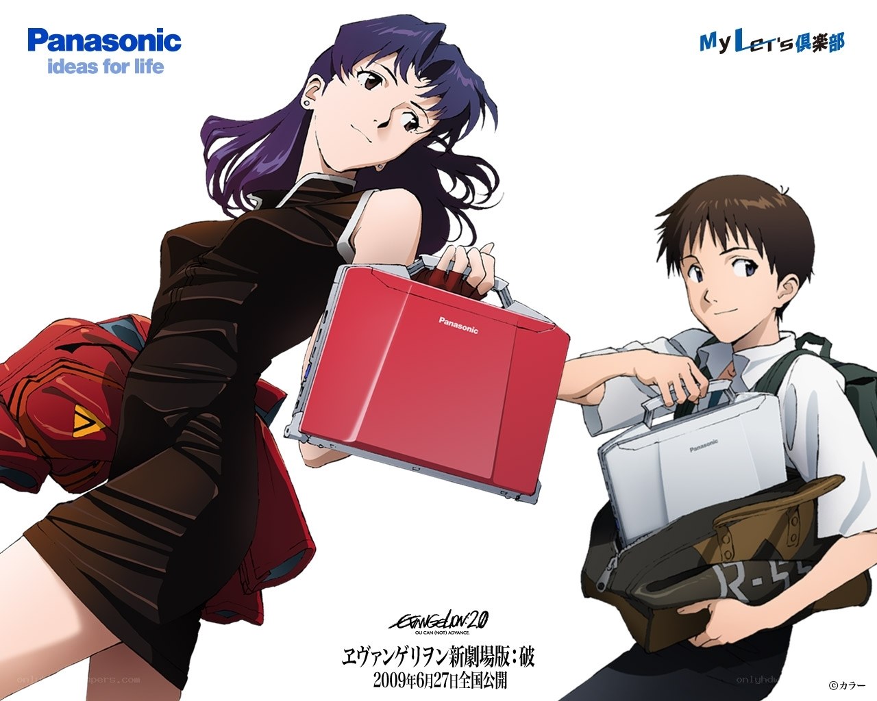 Evangelion characters with Panasonic laptops