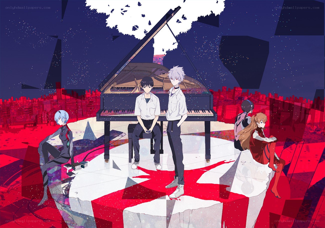 Evangelion characters with piano