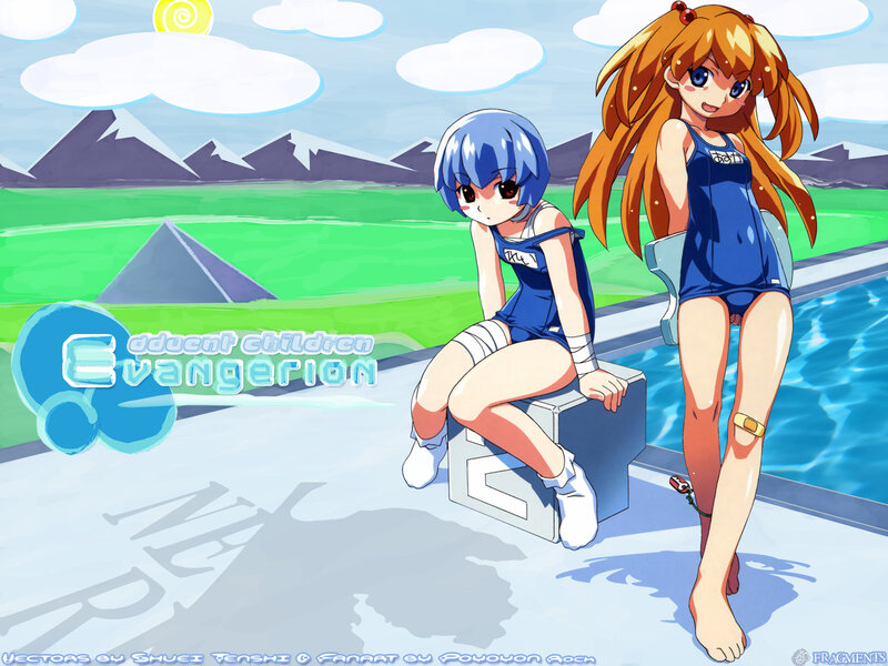 Evangelion girls at pool