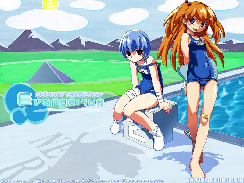 Evangelion girls by pool