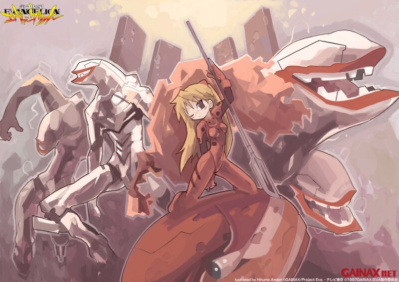 Evangelion mecha battle scene