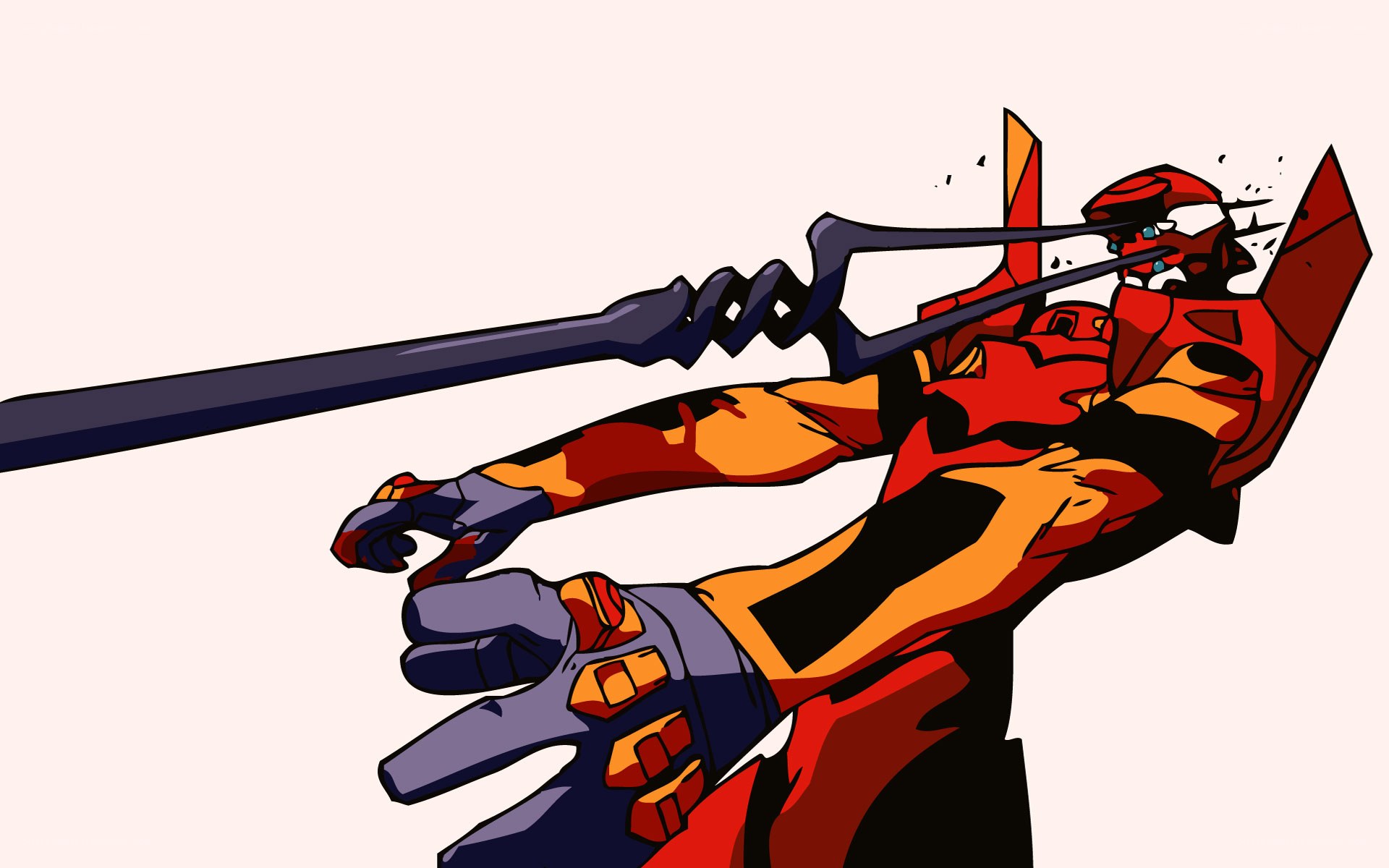 Evangelion mecha in combat