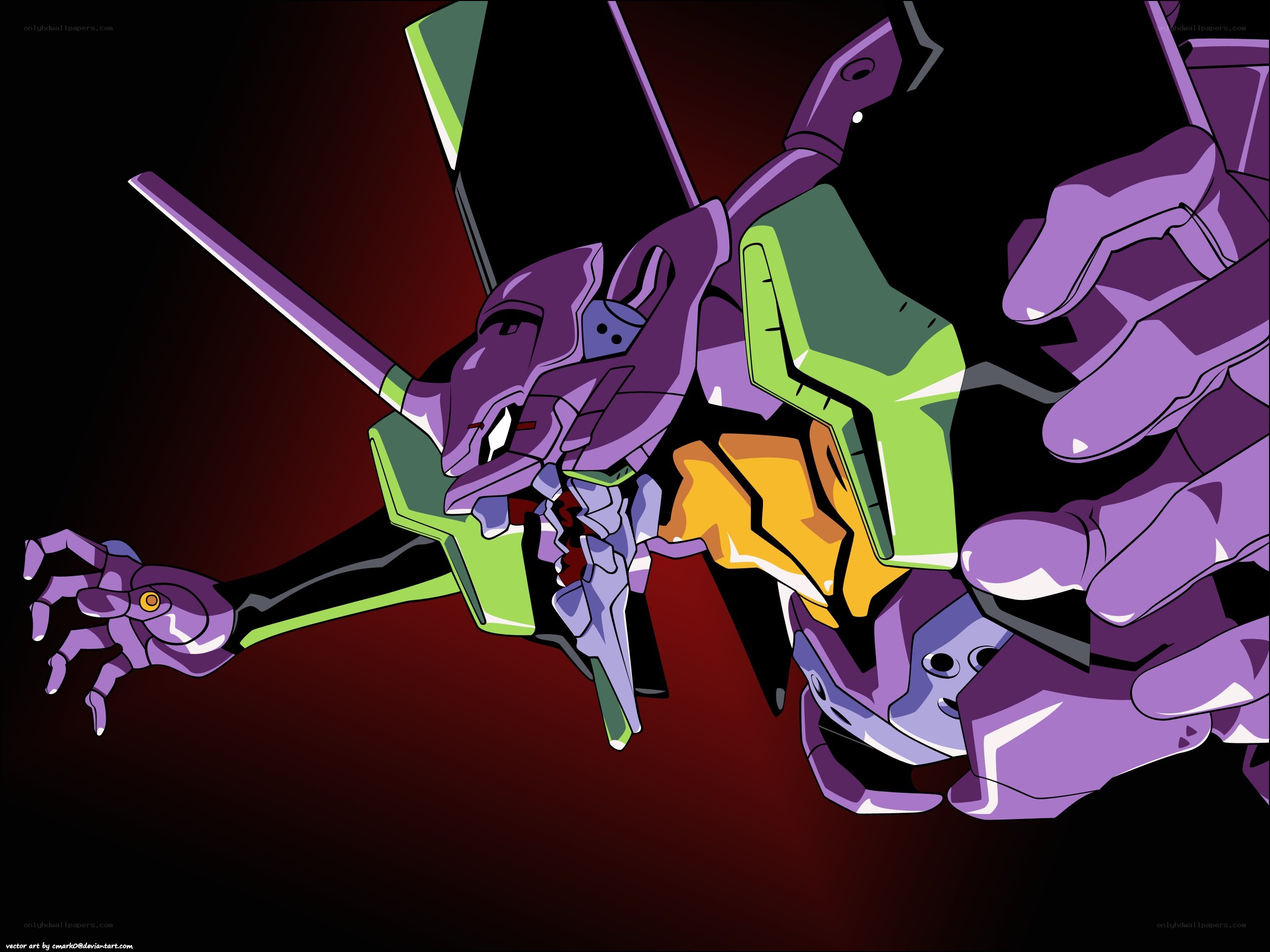 Evangelion mecha in combat