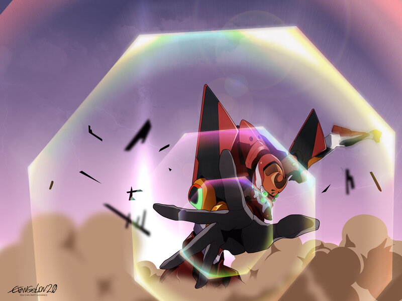 Evangelion mecha in energy shield