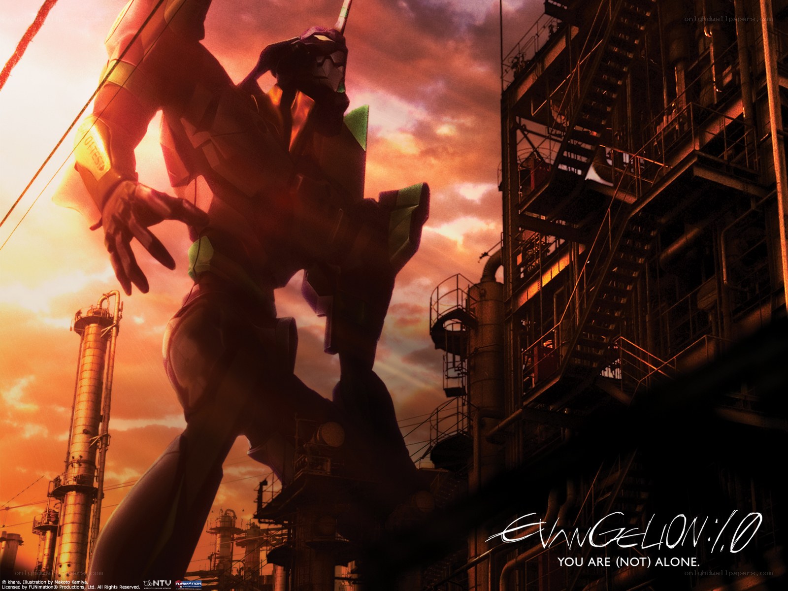 Evangelion mecha in industrial zone