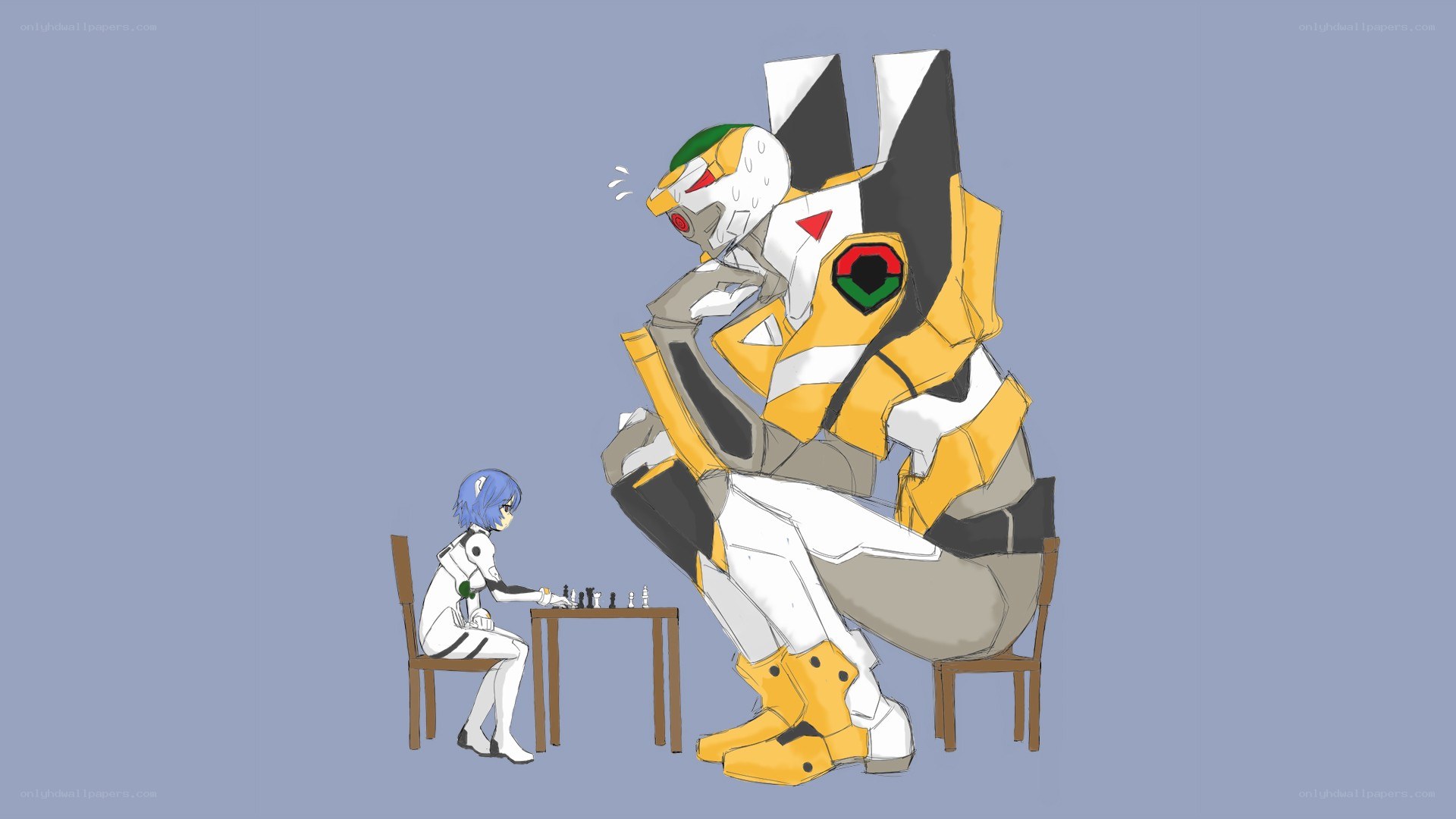 Evangelion mecha playing chess