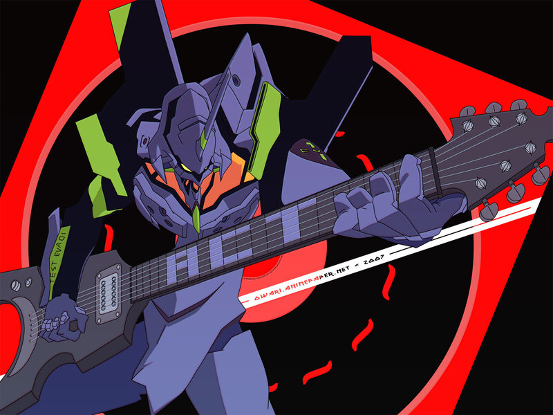 Evangelion mecha playing guitar