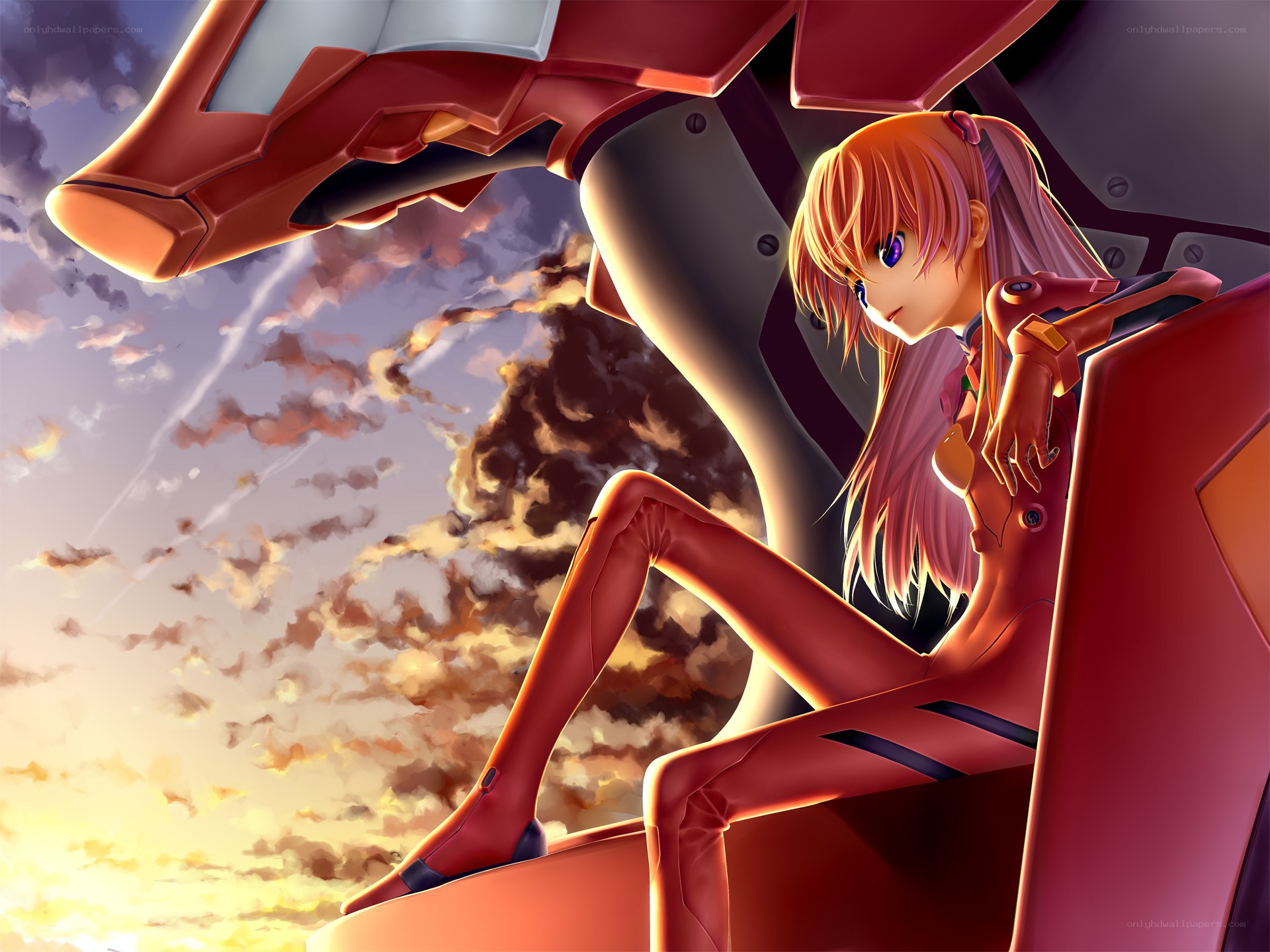 Evangelion pilot at sunset