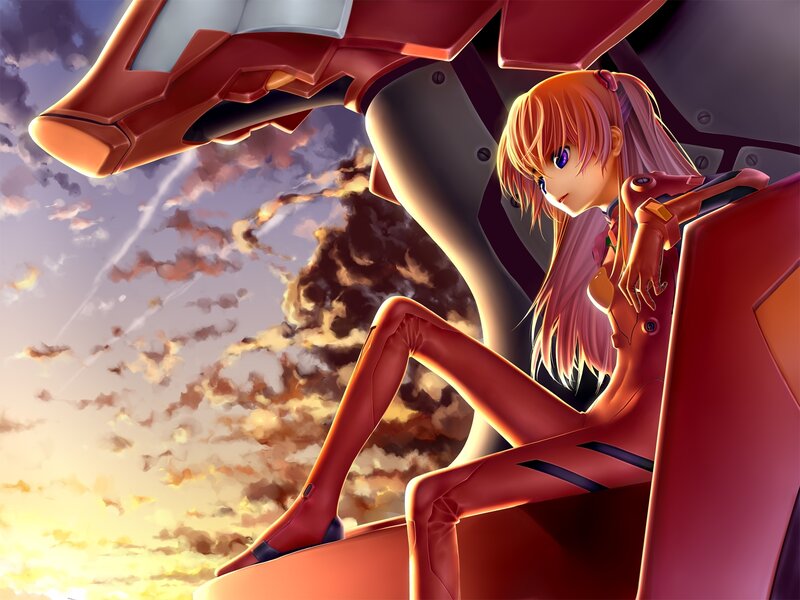 Evangelion pilot at sunset