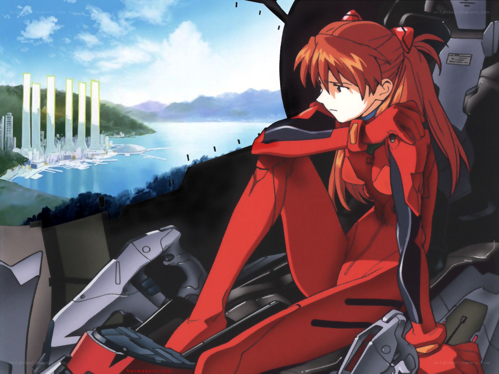 Evangelion pilot in cockpit
