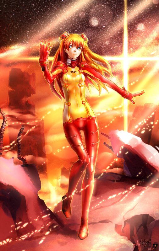 Evangelion pilot in red suit