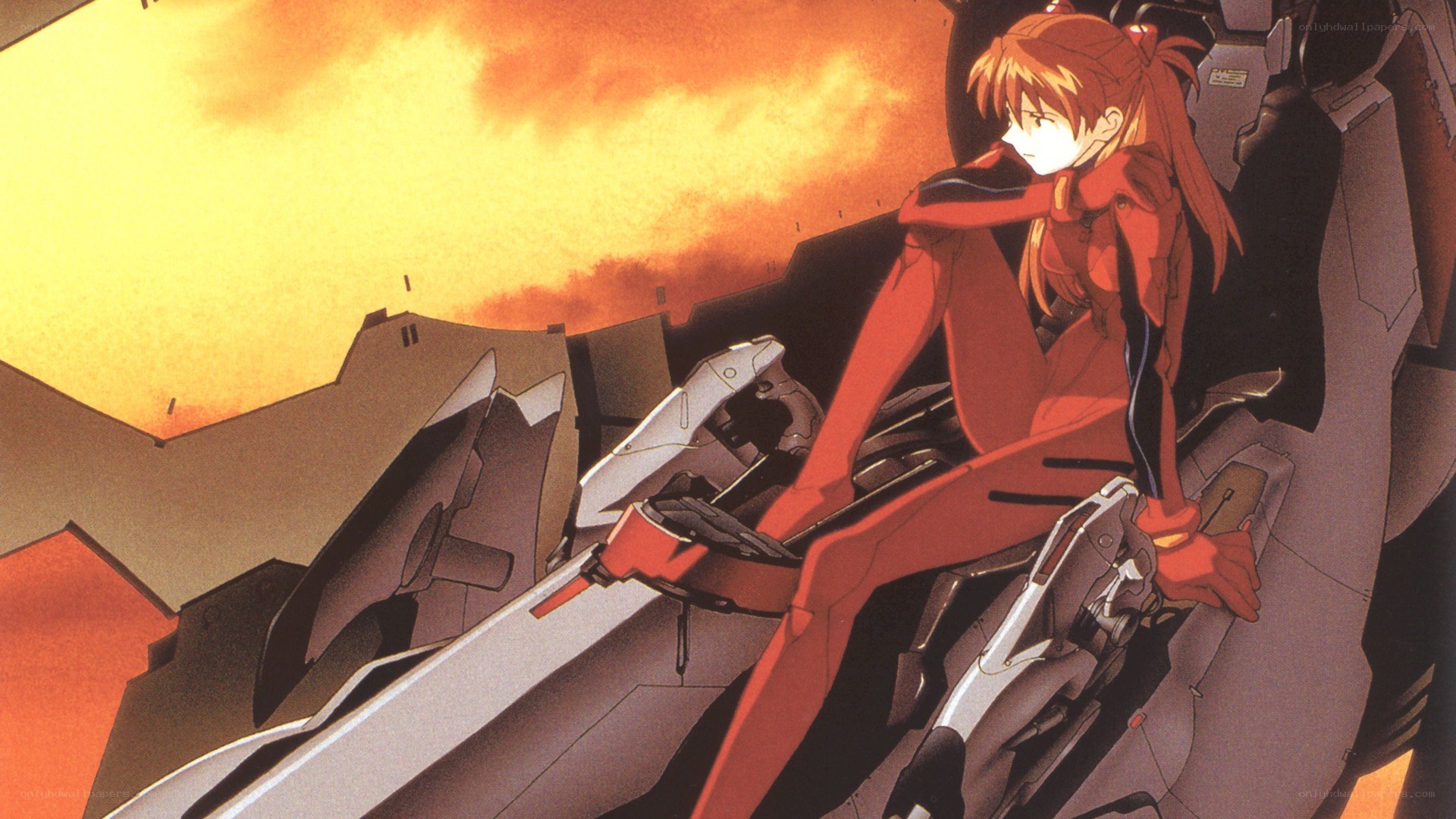 Evangelion pilot in sunset