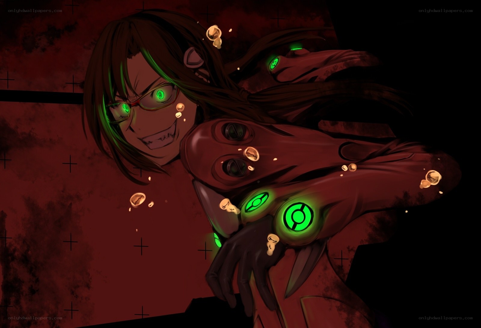Evangelion pilot with glowing eyes