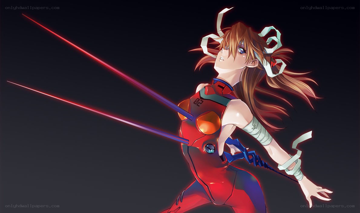 Evangelion pilot with swords