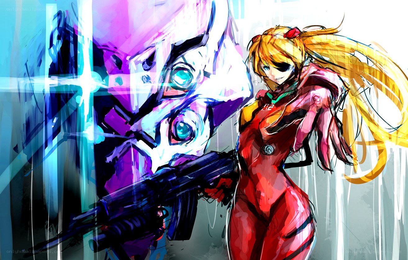 Evangelion pilot with weapon