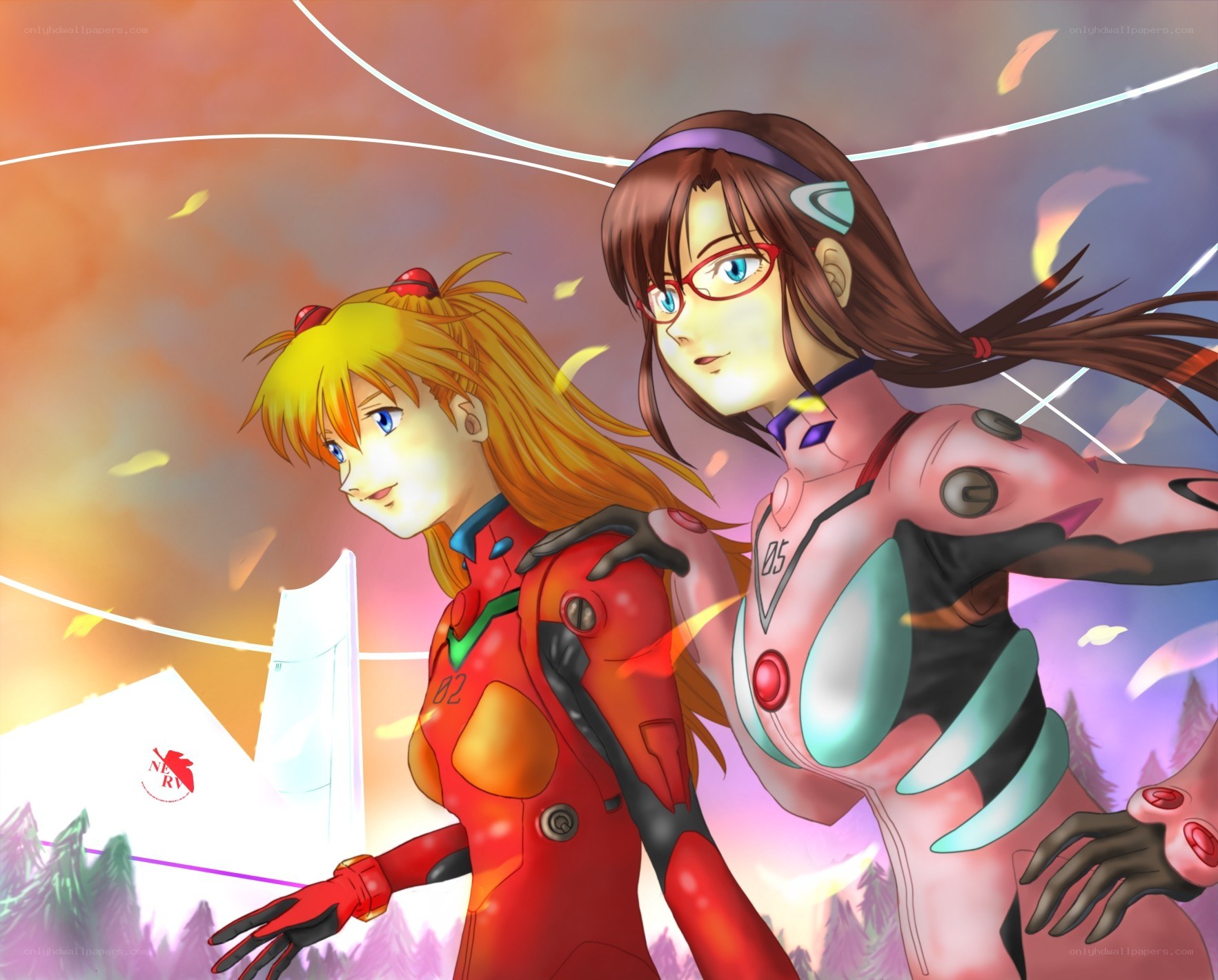 Evangelion pilots in combat suits