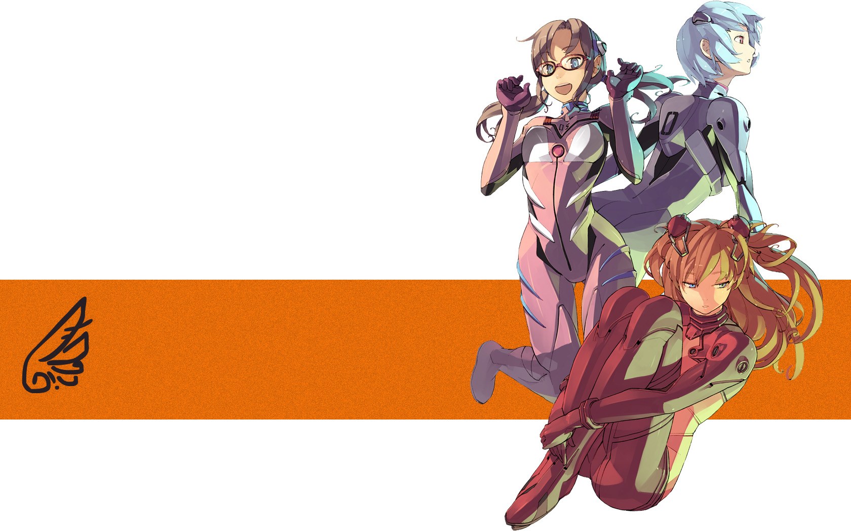 Evangelion pilots in plugsuits