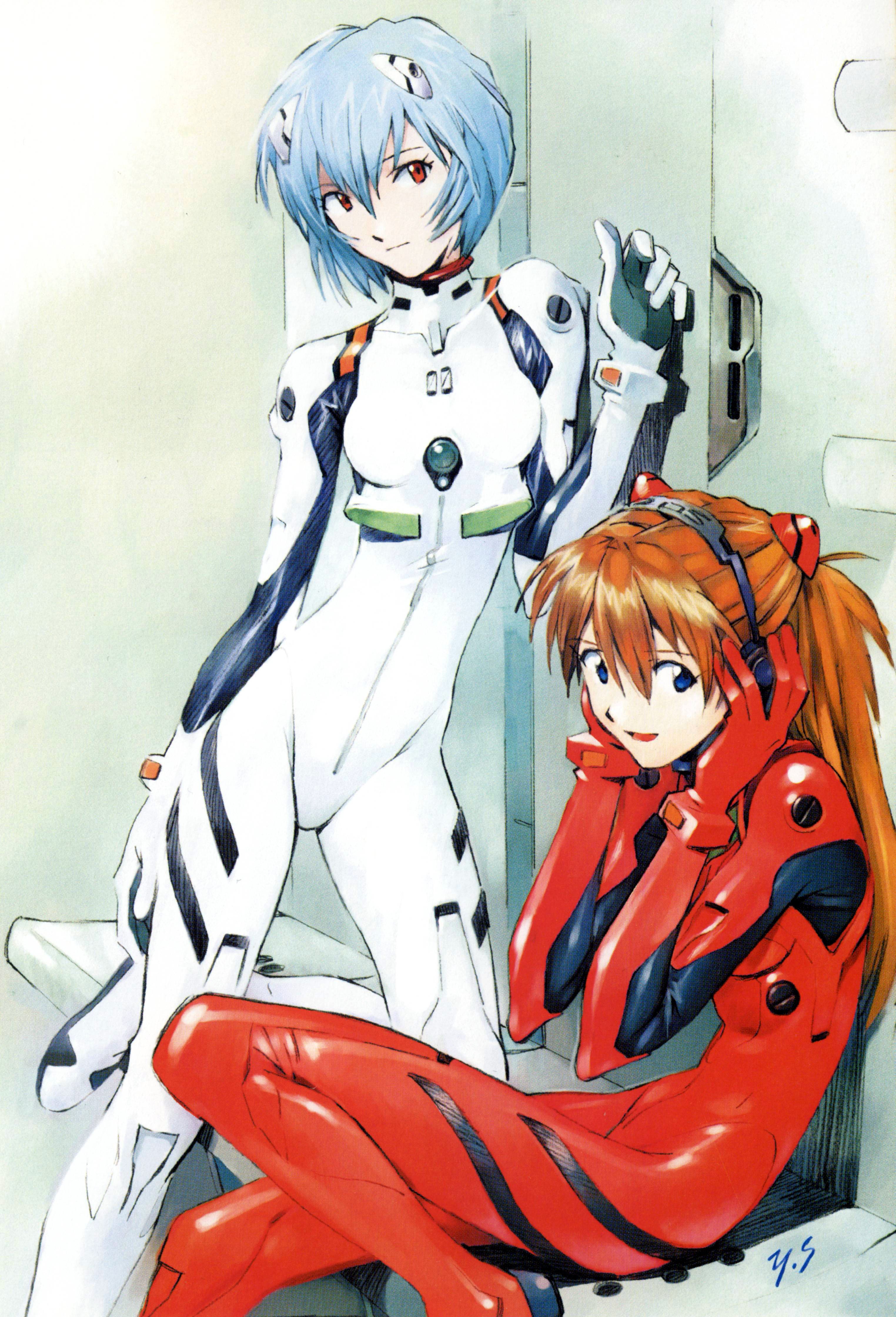 Evangelion pilots in plugsuits