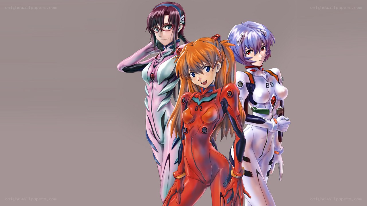 Evangelion pilots in plugsuits