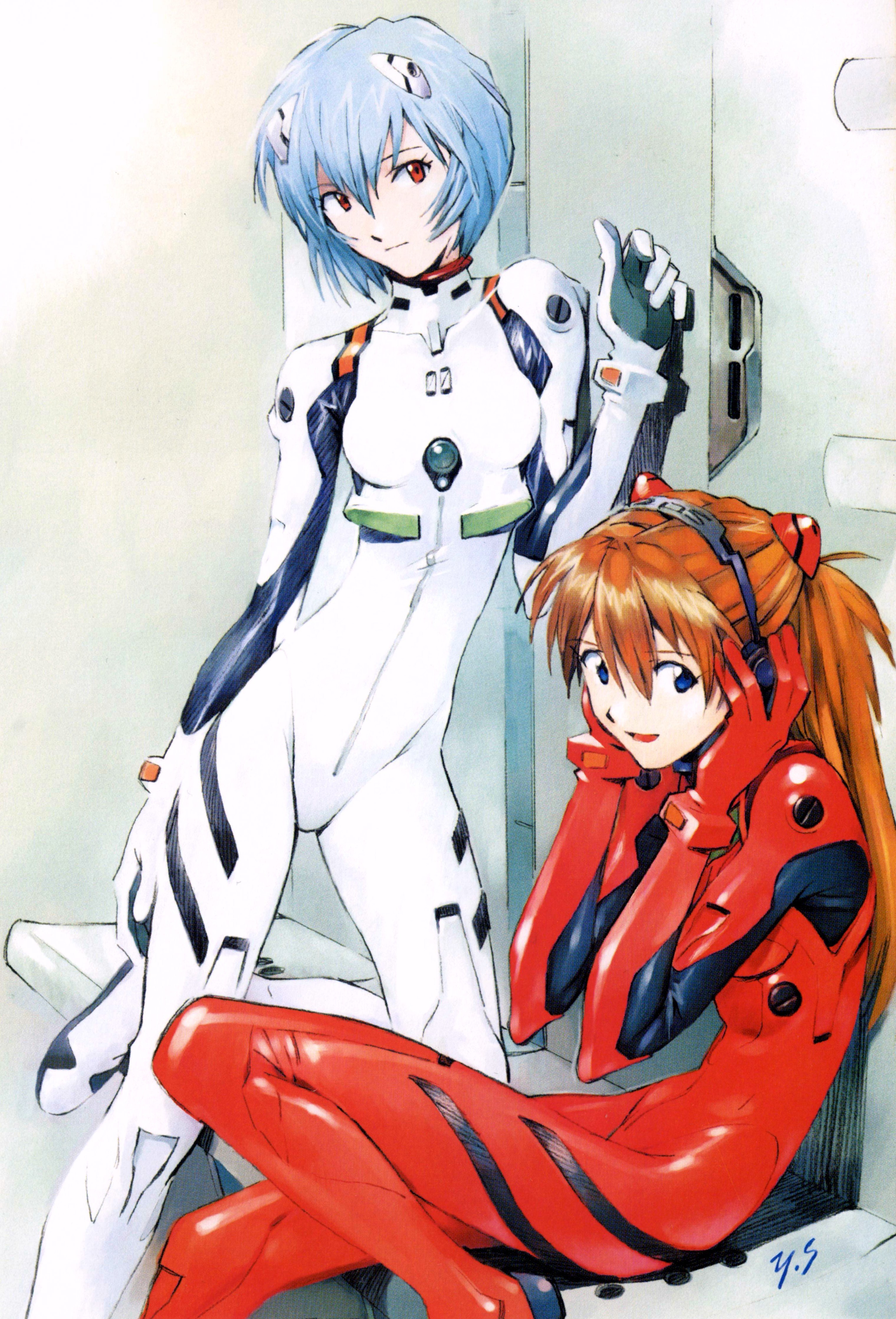 Evangelion pilots in plugsuits